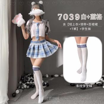 日系格子纯情学生装 JK制服 百褶短裙