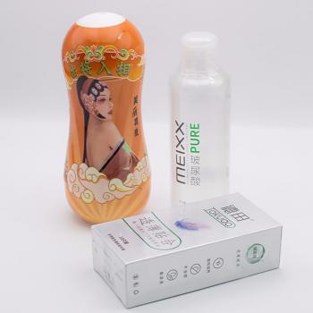 国潮花旦紧致快感飞机杯+超薄安全套+润滑油男用自慰套装