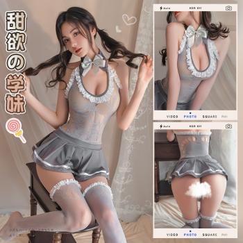 纯欲学妹花边露沟网衣裙 可爱性感 青春悸动