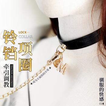 镀金牵引铃铛项圈 悦耳响铃 皮质柔软舒适