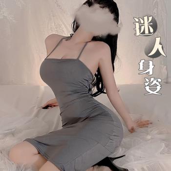 冰丝吊带包臀裙 美背交叉绑带 诱惑翘臀