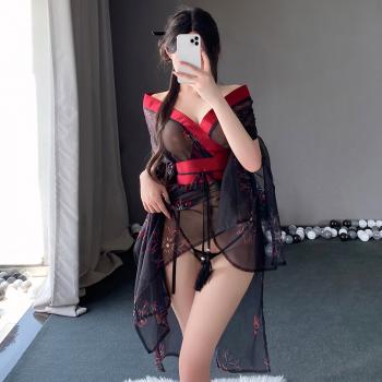 日式魅影印花和服套装 透视雪纺 飘逸裙摆