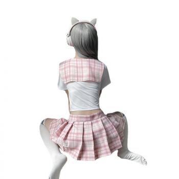 日系格子纯情学生装 JK制服 百褶短裙