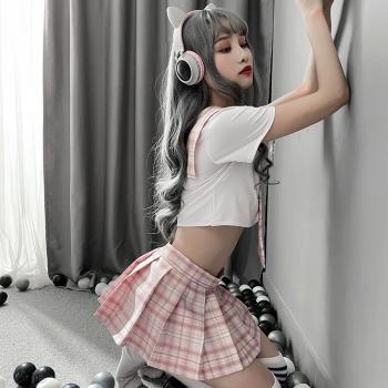 日系格子纯情学生装 JK制服 百褶短裙